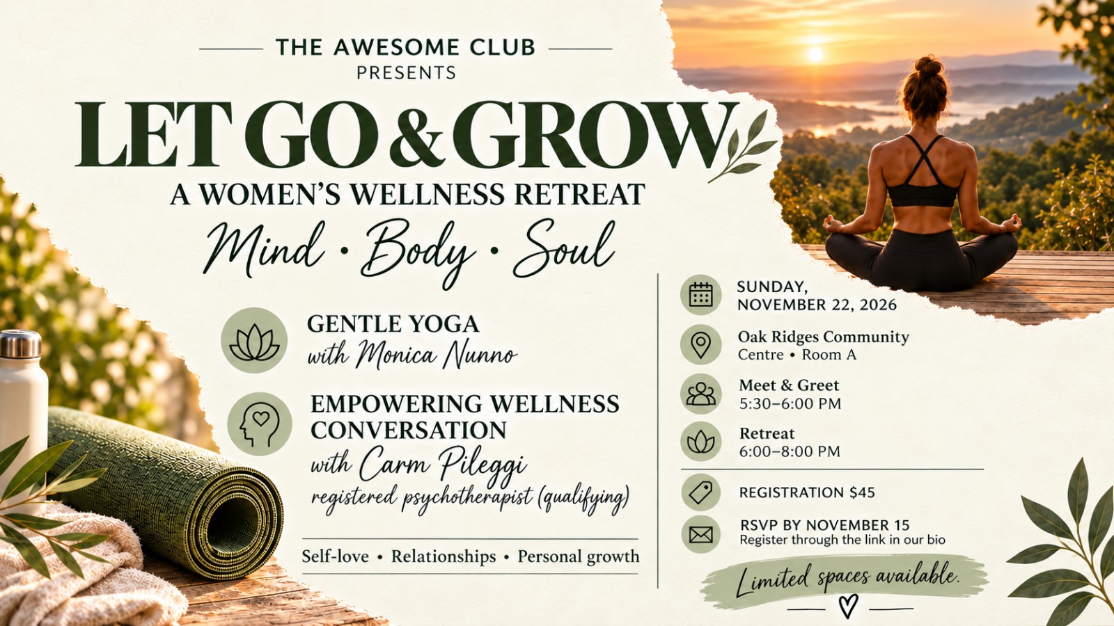 Let Go & Grow - A Women's Wellness Retreat